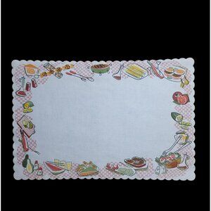 20 Vtg 1950s Paper Placemats Picnic BBQ Food - Burgers Watermelon - 15"x10"
